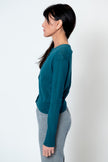 Lavina Pointelle Cardigan in Teal