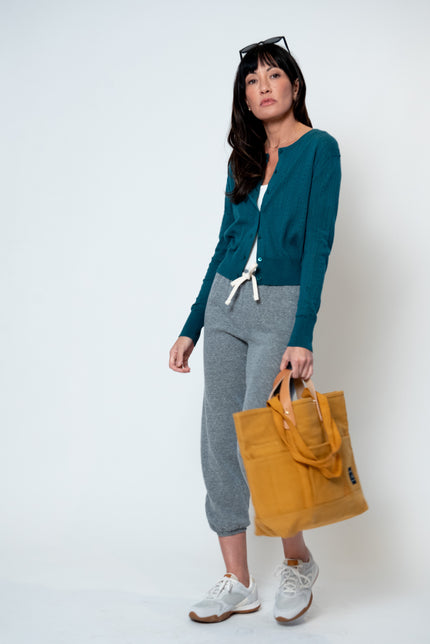 Lavina Pointelle Cardigan in Teal