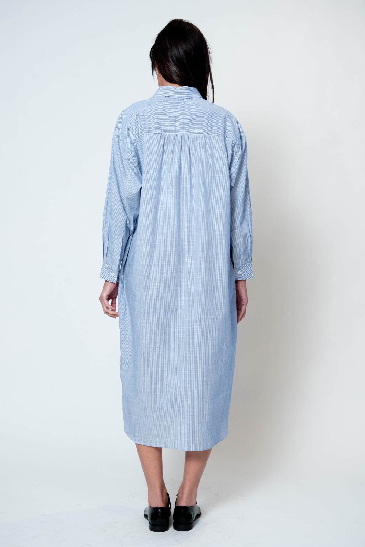 Artist Long Shirt in Blue Pinstripe