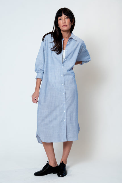 Artist Long Shirt in Blue Pinstripe