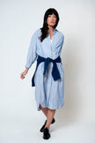 Artist Long Shirt in Blue Pinstripe