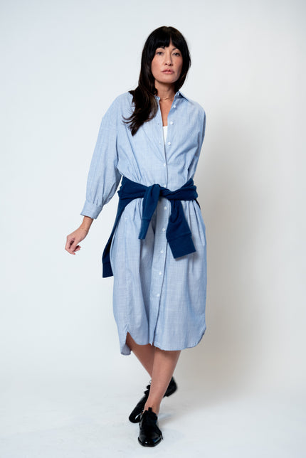 Artist Long Shirt in Blue Pinstripe