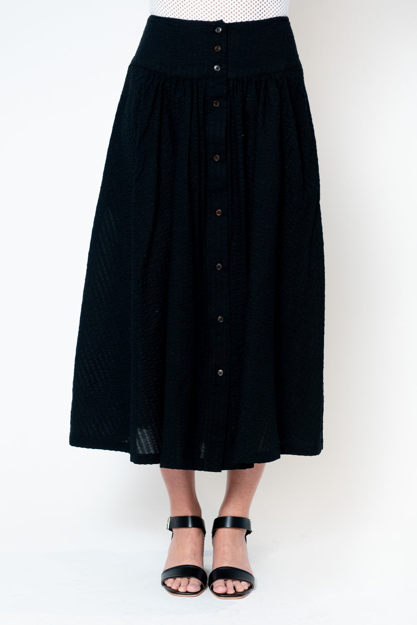 Elina Skirt in Black Seersucker