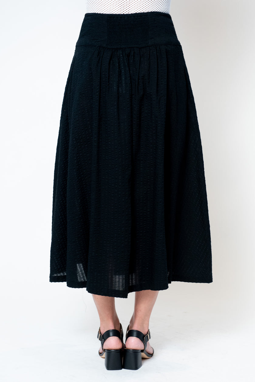Elina Skirt in Black Seersucker