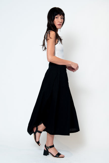 Elina Skirt in Black Seersucker
