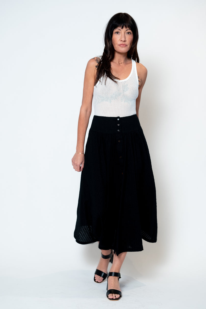 Elina Skirt in Black Seersucker