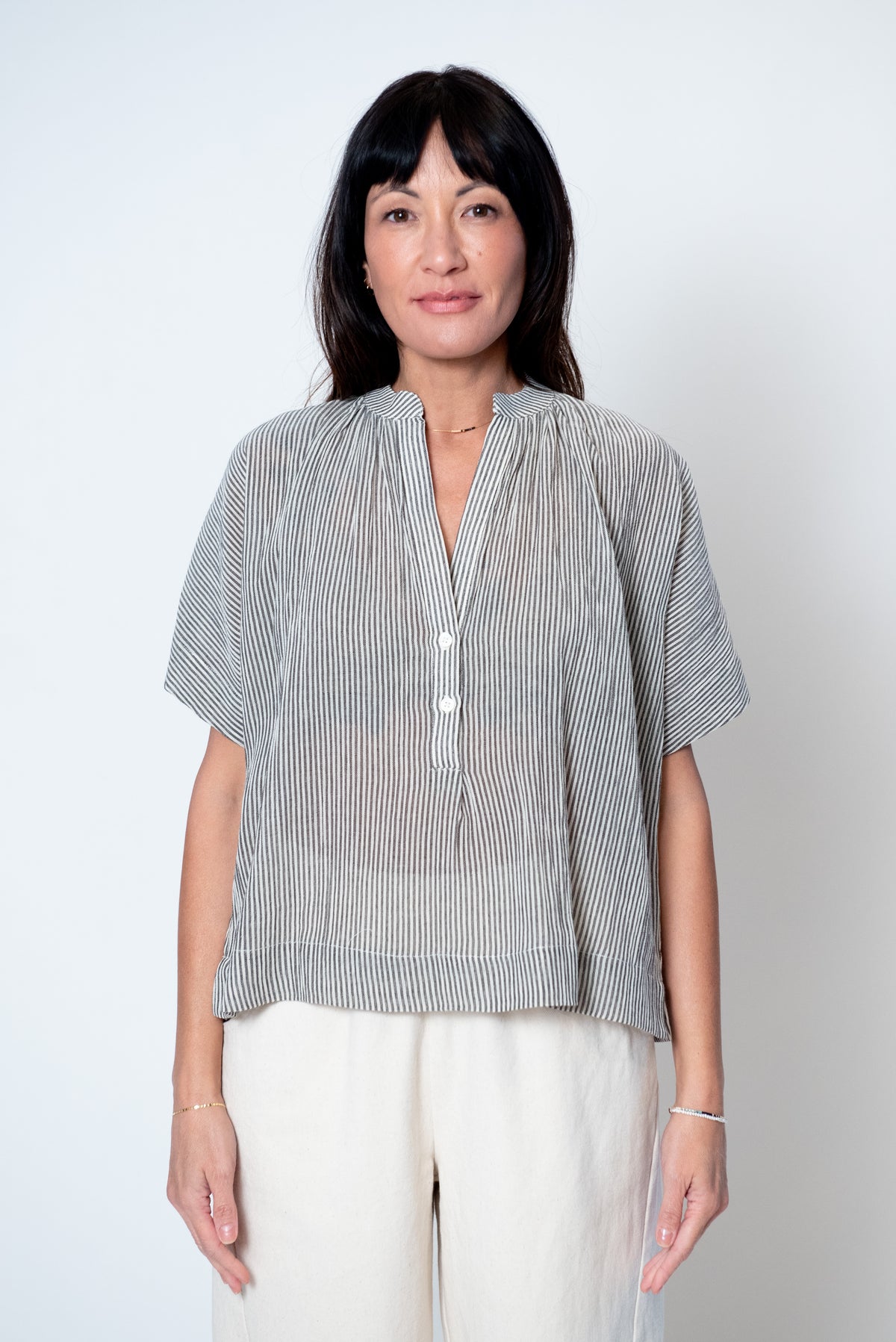 Artist Button Down in Charcoal Stripe