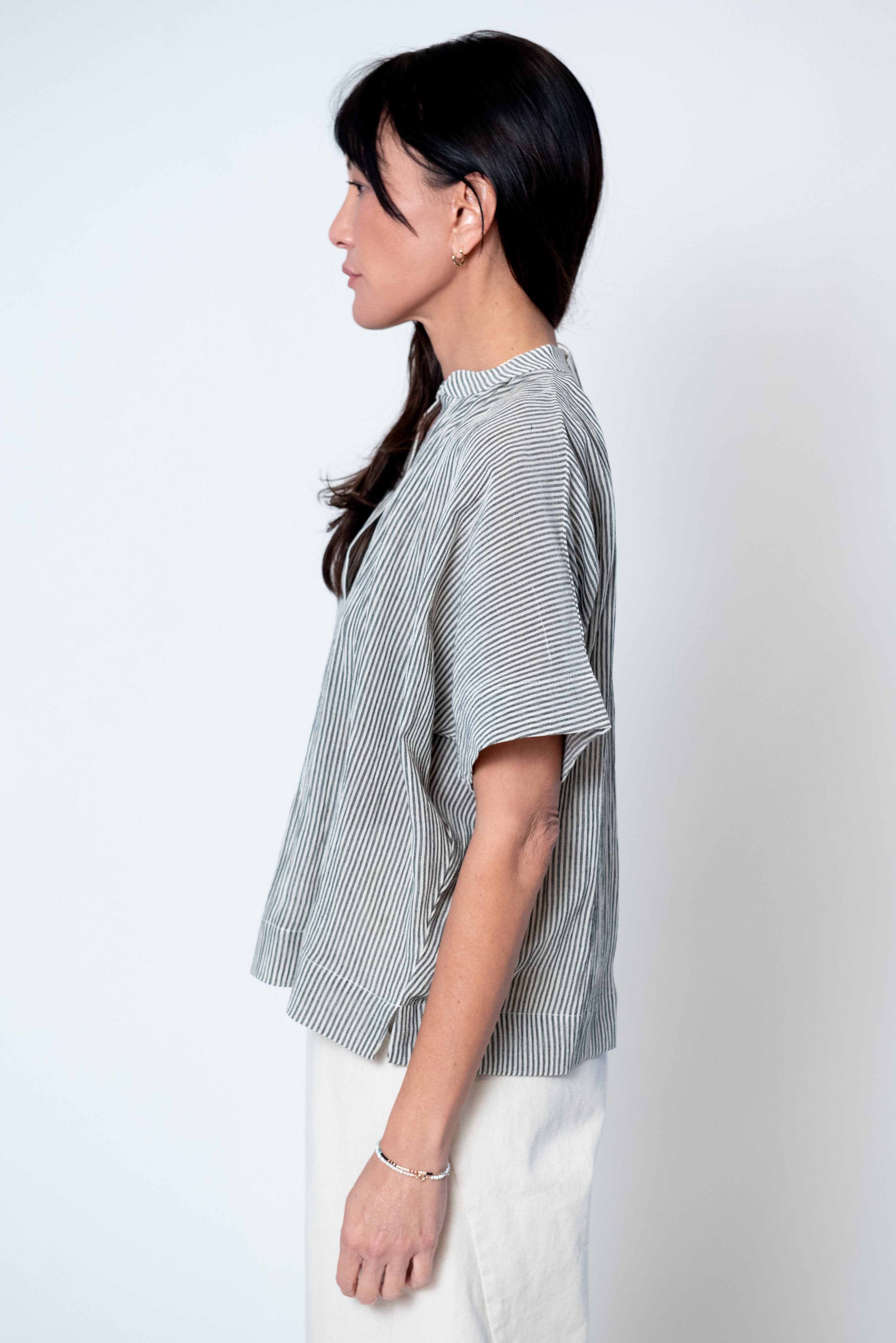 Artist Button Down in Charcoal Stripe