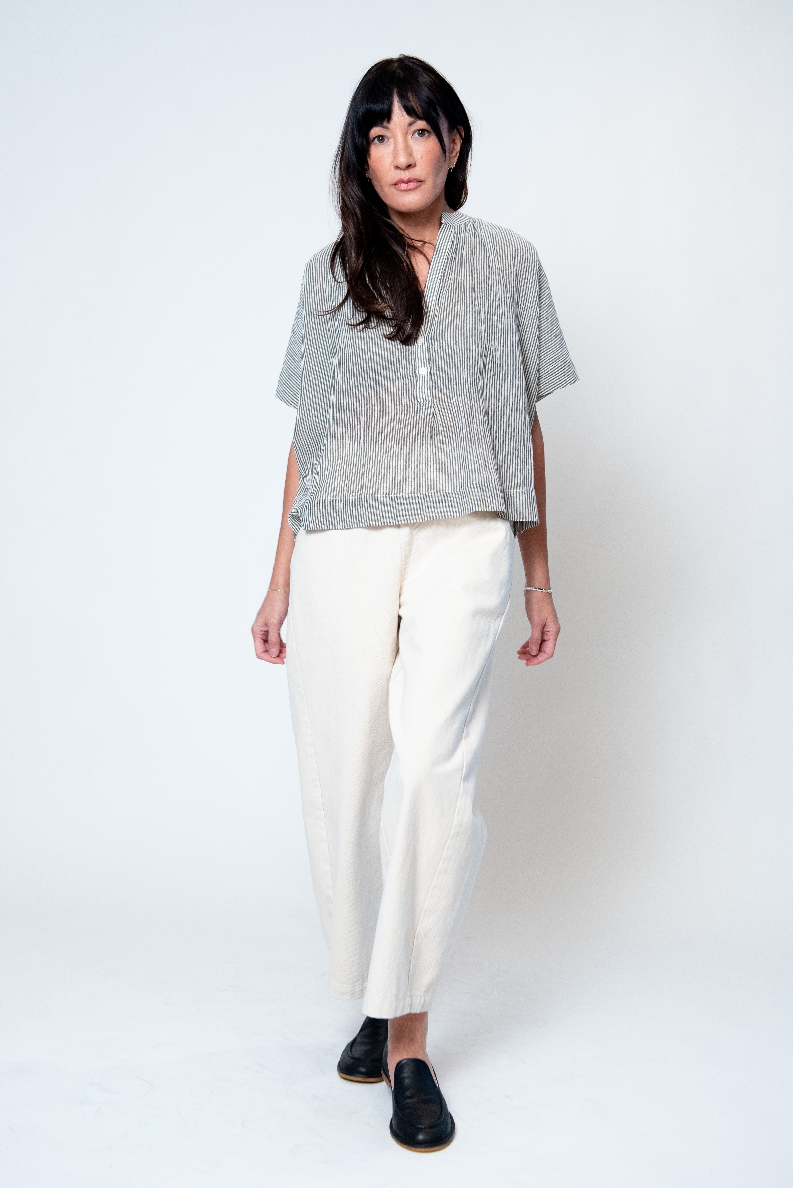 Artist Button Down in Charcoal Stripe