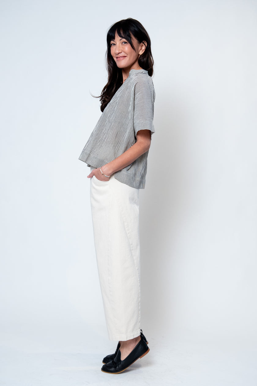 Artist Button Down in Charcoal Stripe