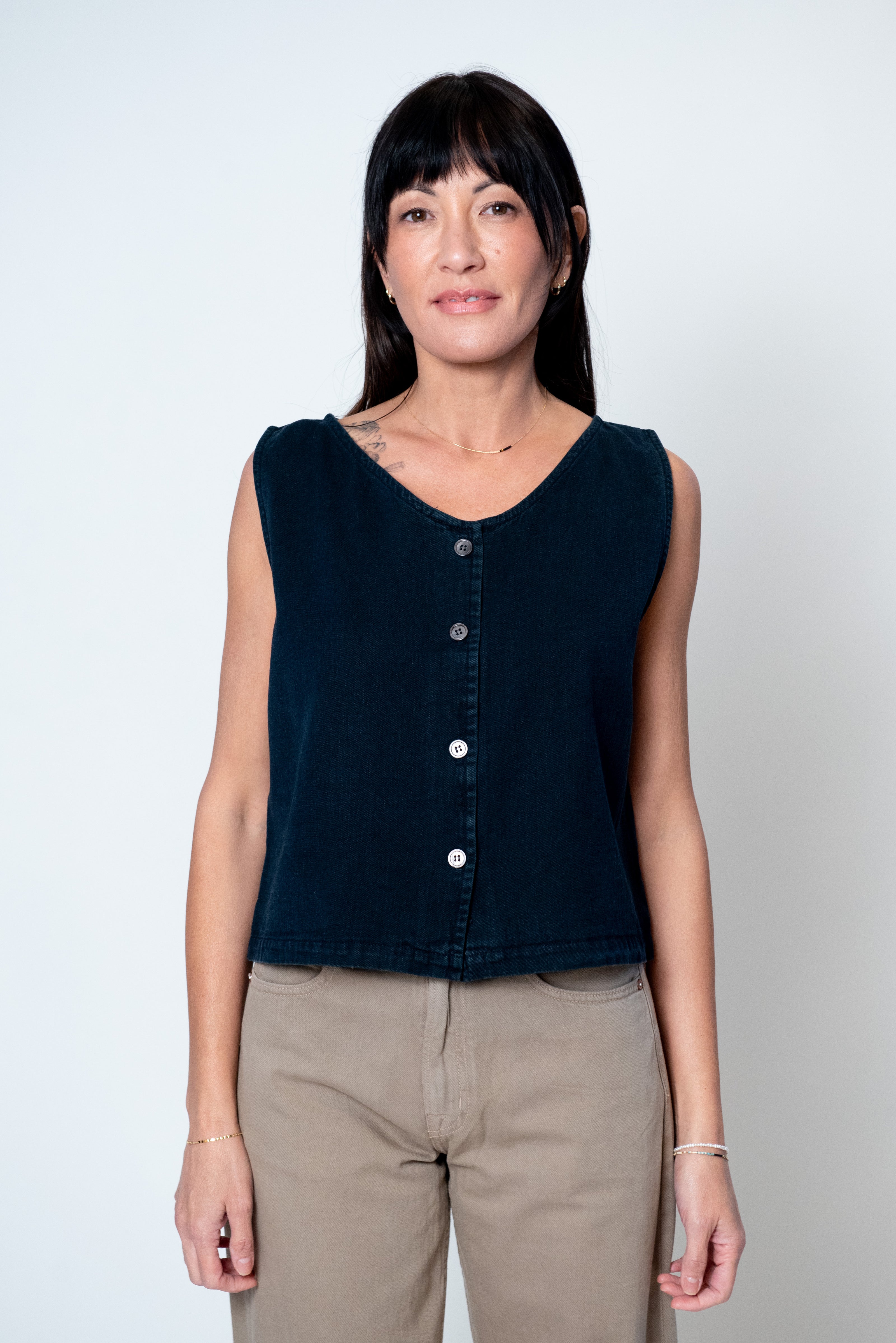Skyline Tank - Black Lightweight Denim