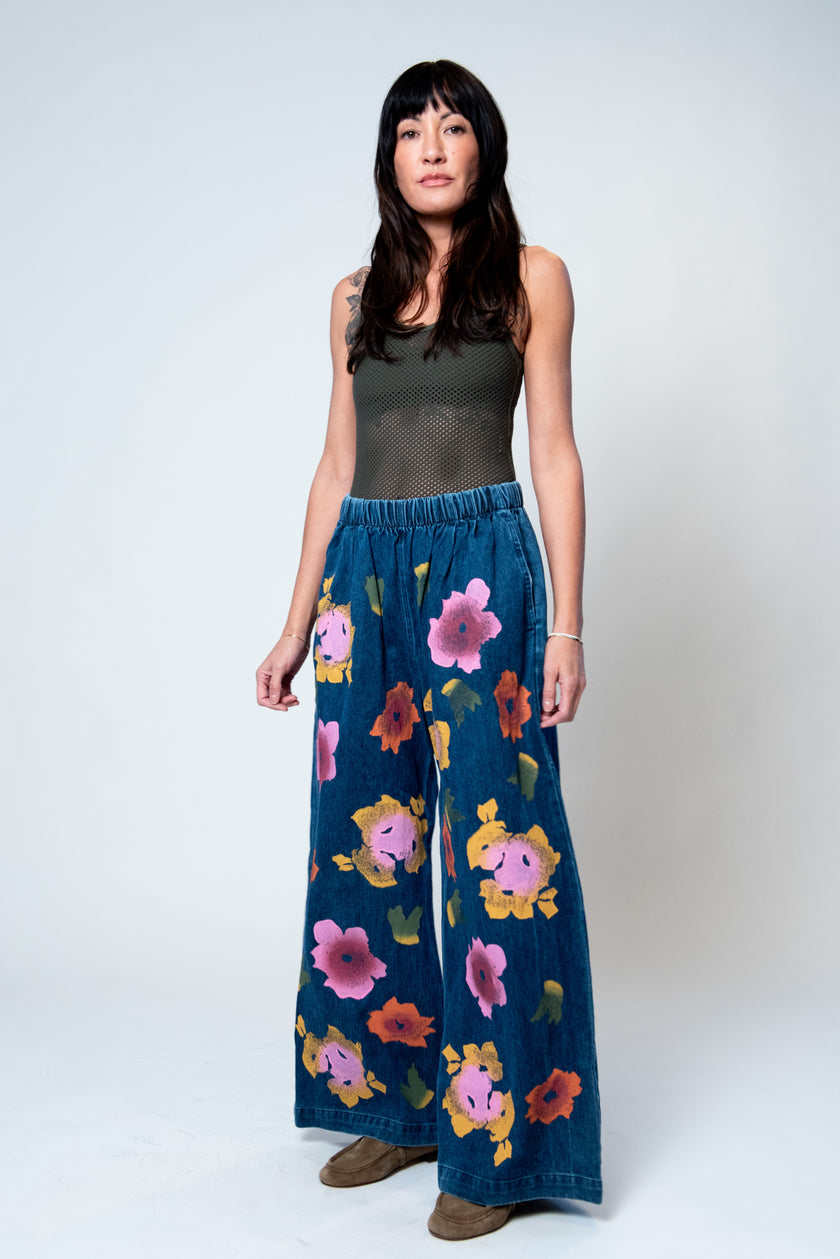 Jungmaven Disco Pant - Floral Denim
