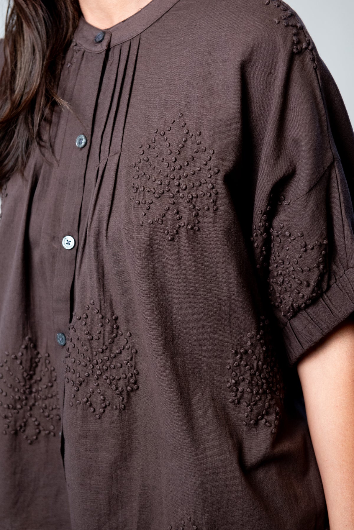 Mandarin Collar Top - Organic Cotton - Various Colors