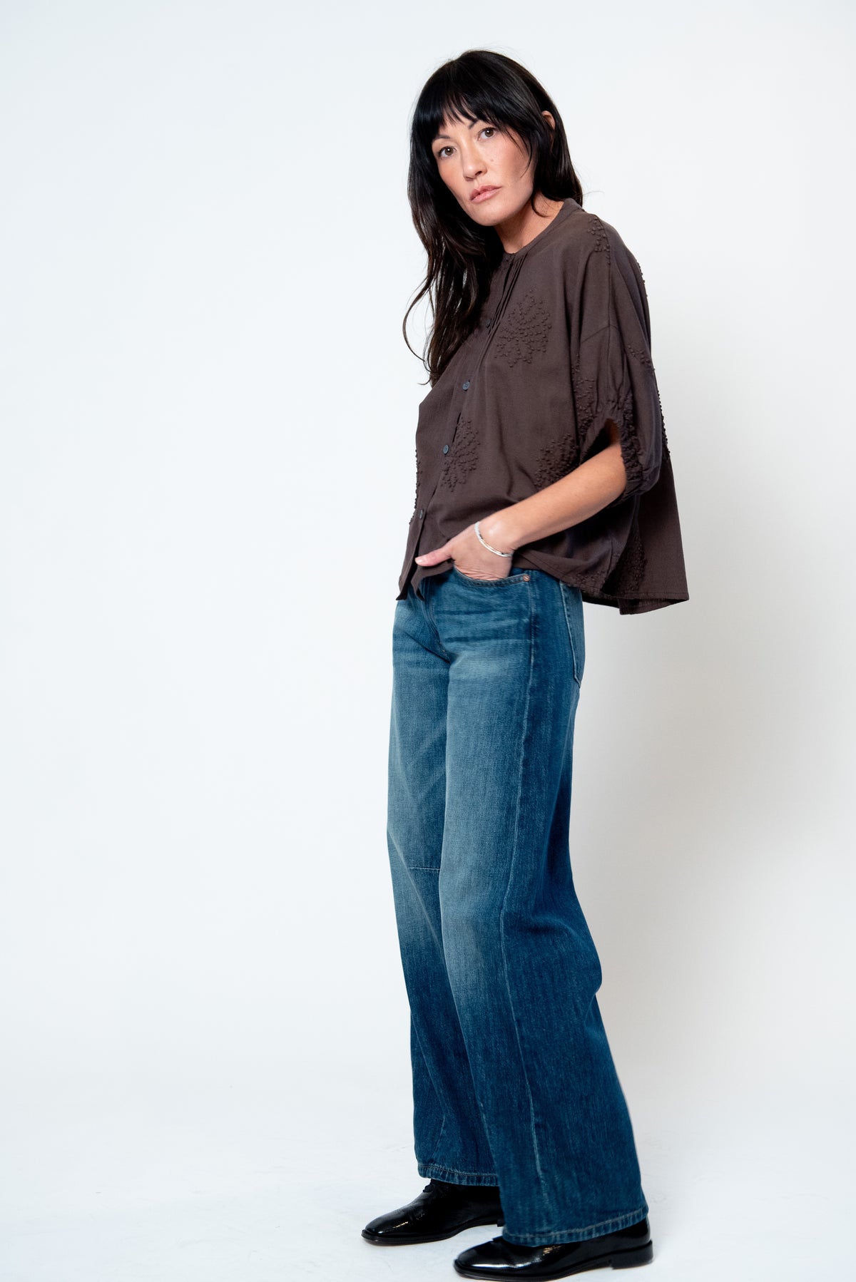Mandarin Collar Top - Organic Cotton - Various Colors