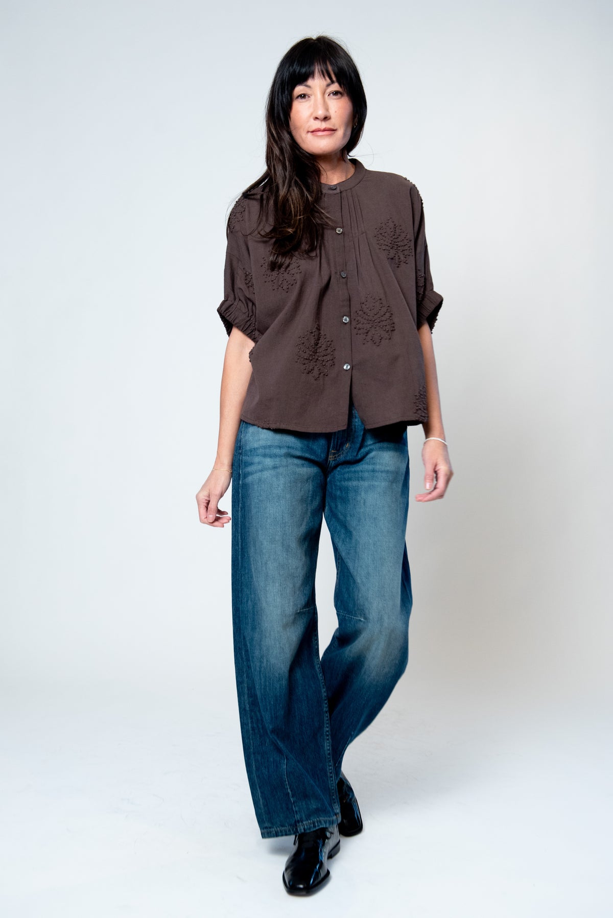 Mandarin Collar Top - Organic Cotton - Various Colors