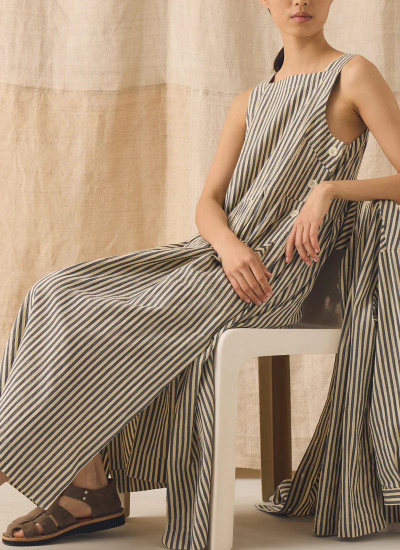 Tablier Stripe Cotton Pinafore Dress
