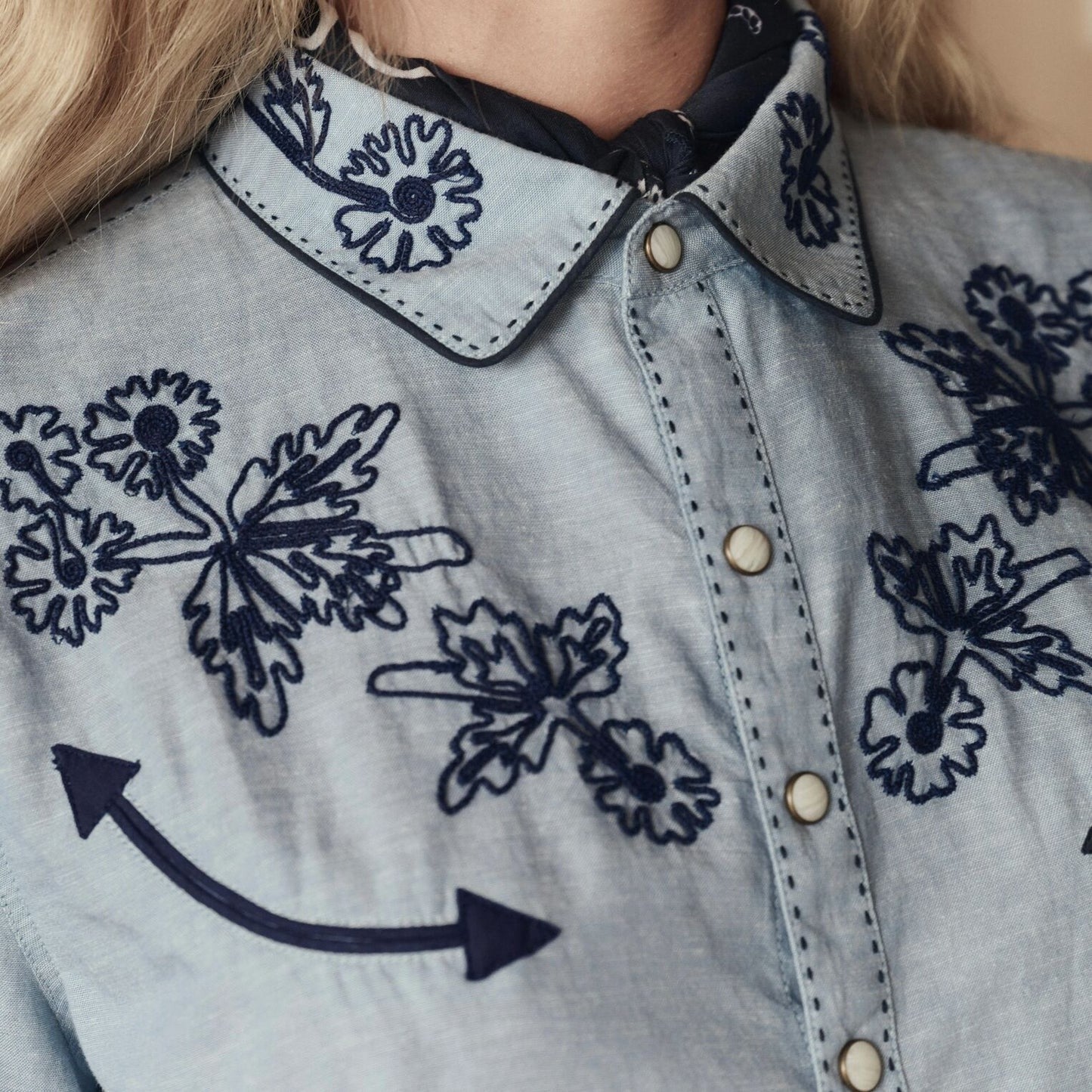 The Chambray Embroidered Western Shirt