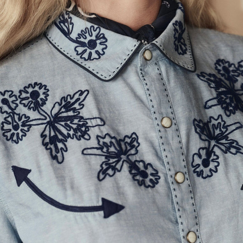 The Chambray Embroidered Western Shirt