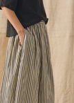 Pleated Cotton Stripe Skirt