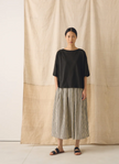 Pleated Cotton Stripe Skirt