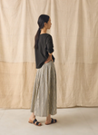 Pleated Cotton Stripe Skirt