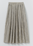 Pleated Cotton Stripe Skirt