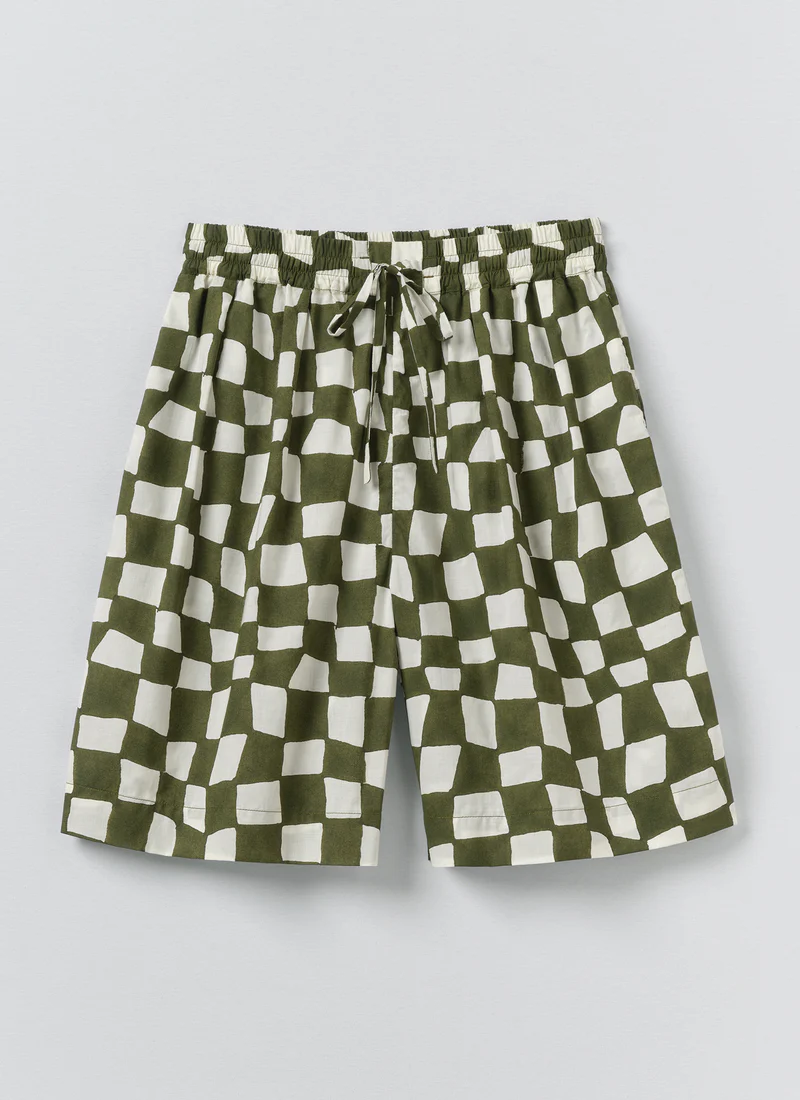 Block Print Warp Check Shorts