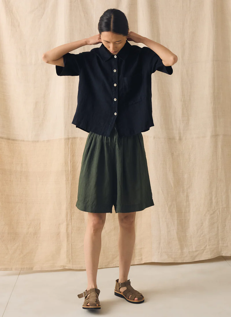 Garment Dyed Lightweight Linen Shorts