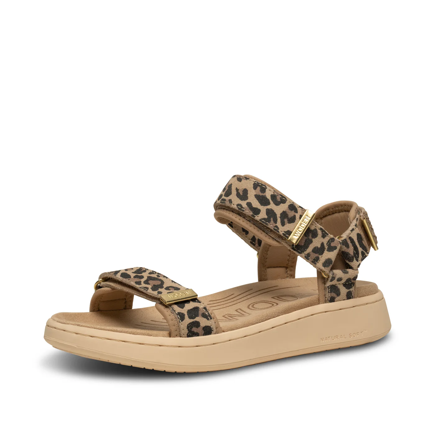 Woden Line Suede Sandal in Leopard