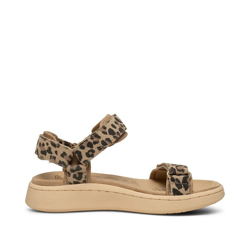 Woden Line Suede Sandal in Leopard