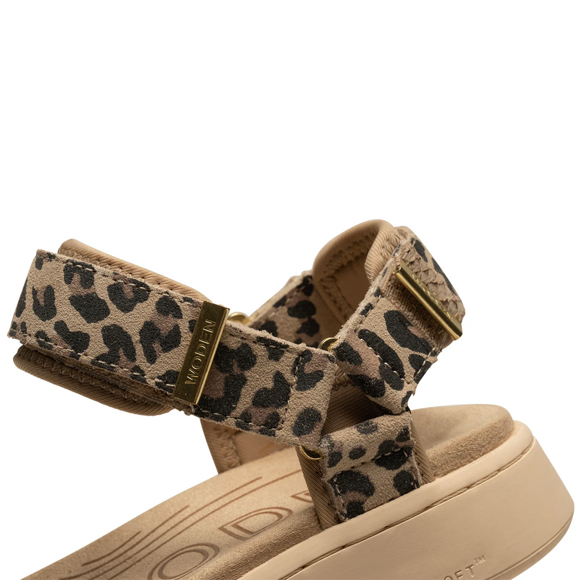Woden Line Suede Sandal in Leopard