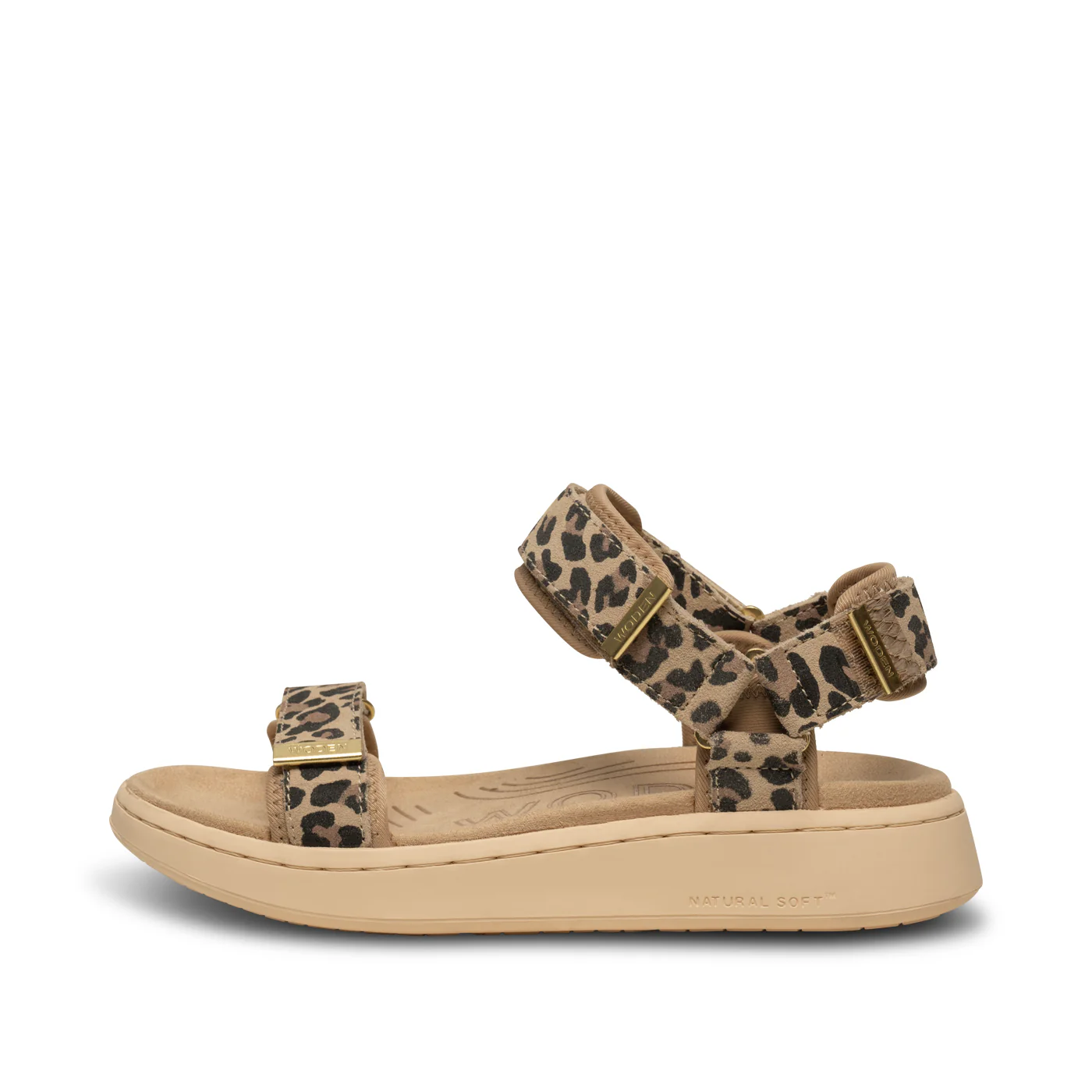 Woden Line Suede Sandal in Leopard