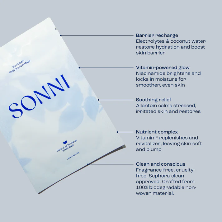 Sonni Sundown Restoration Electrolyte Sheet Mask - Box of 4