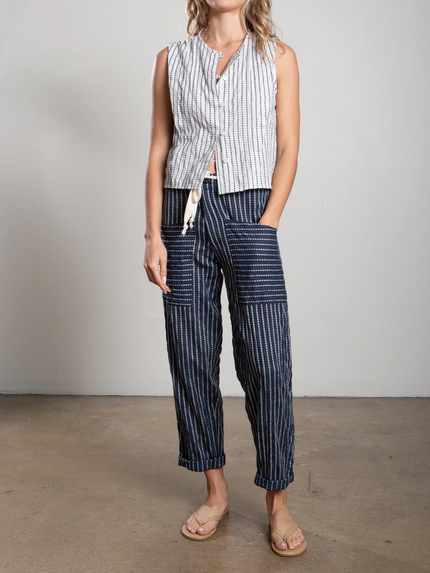 Ezra Pant in Heritage Dobby - Ink