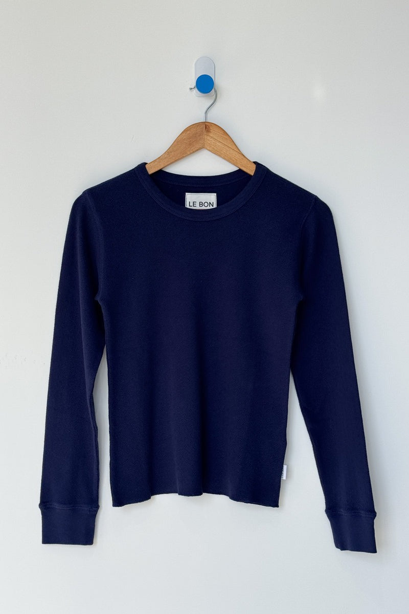 Le Bon Shoppe Pointelle Long Sleeve Tee - Navy