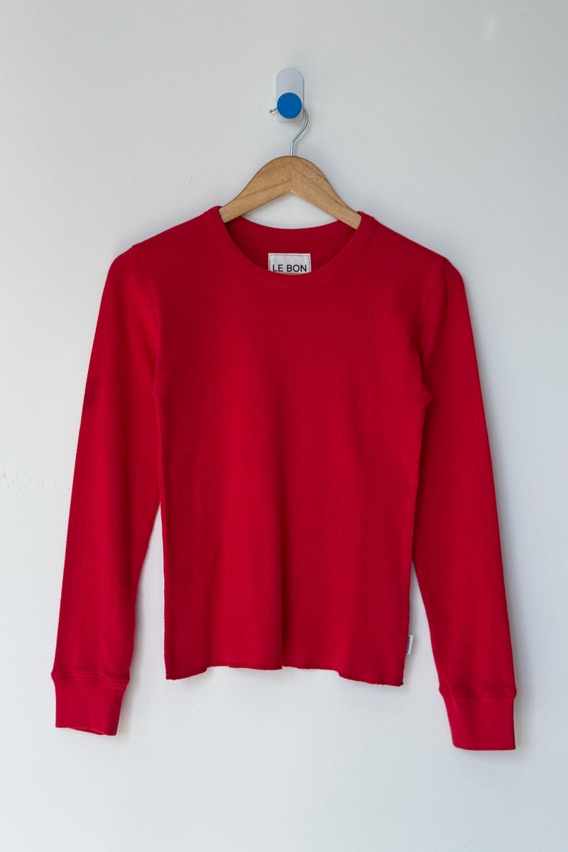 Le Bon Shoppe Pointelle Long Sleeve Tee - Red