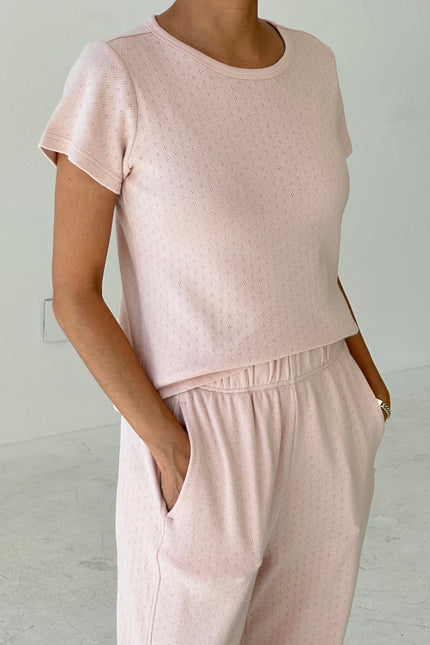 Le Bon Shoppe Pointelle Tee - Soft Pink