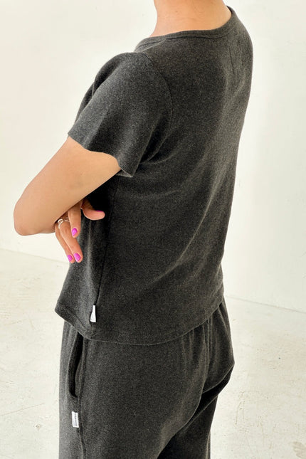 Le Bon Shoppe Pointelle Tee - Charcoal