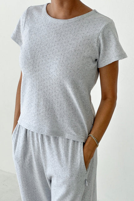 Le Bon Shoppe Pointelle Tee - Icy Grey