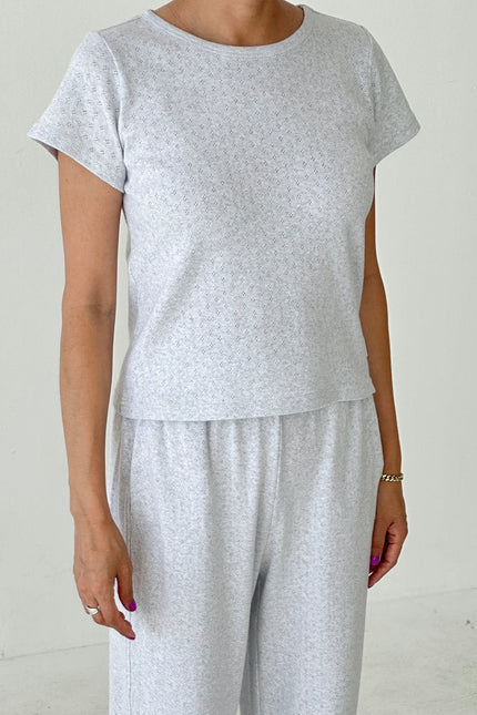 Le Bon Shoppe Pointelle Tee - Icy Grey