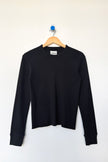 Le Bon Shoppe Pointelle Long Sleeve Tee - Black