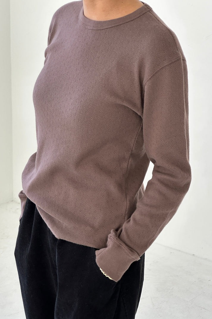 Le Bon Shoppe Pointelle Long Sleeve Tee - Chocolate