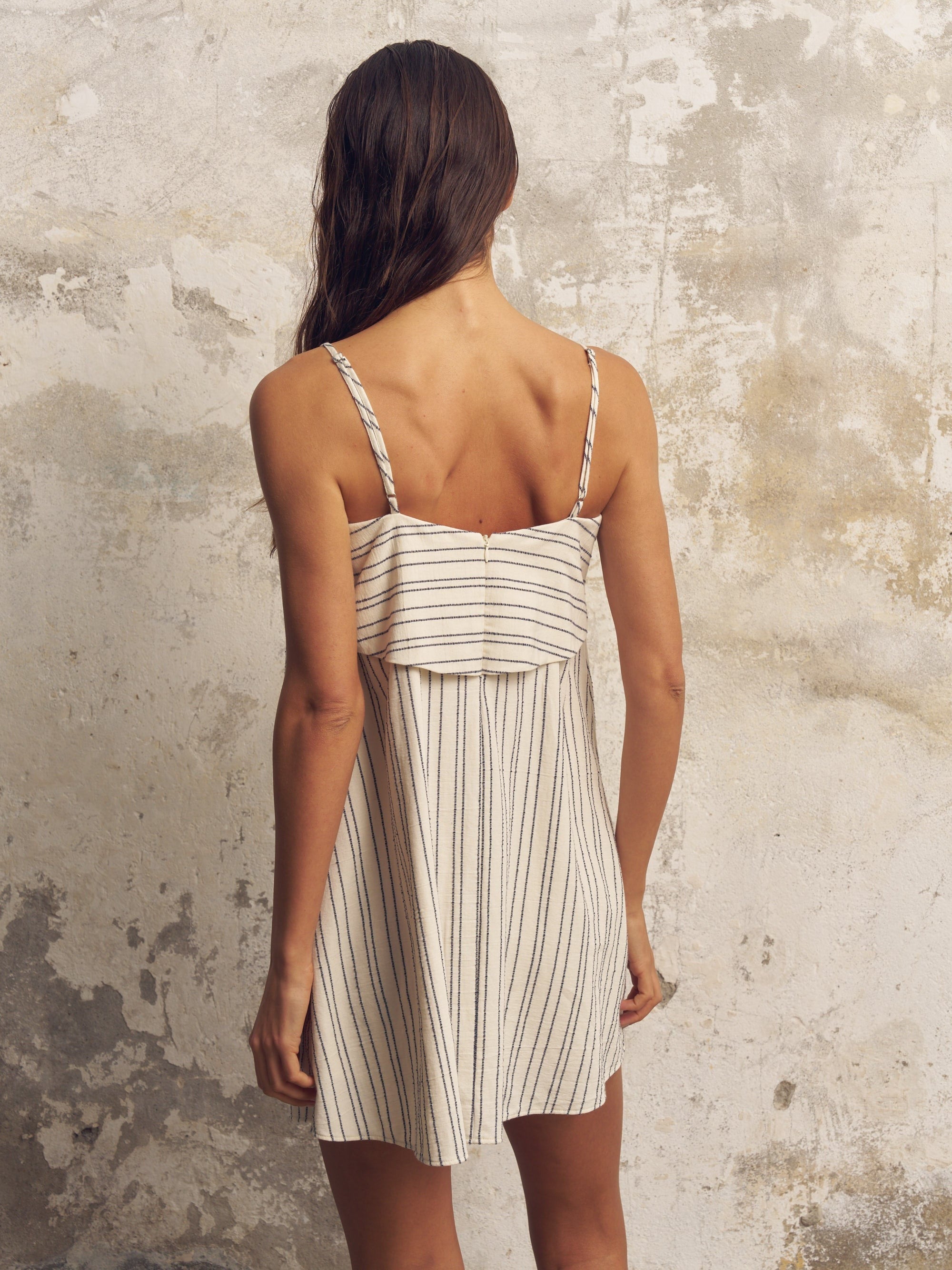 Pugila Stripes Turkish Cotton Mini Dress in Navy