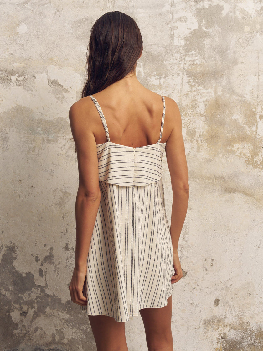 Pugila Stripes Turkish Cotton Mini Dress in Navy