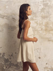 Pugila Stripes Turkish Cotton Mini Dress in Oatmeal