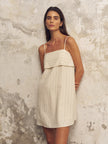 Pugila Stripes Turkish Cotton Mini Dress in Oatmeal