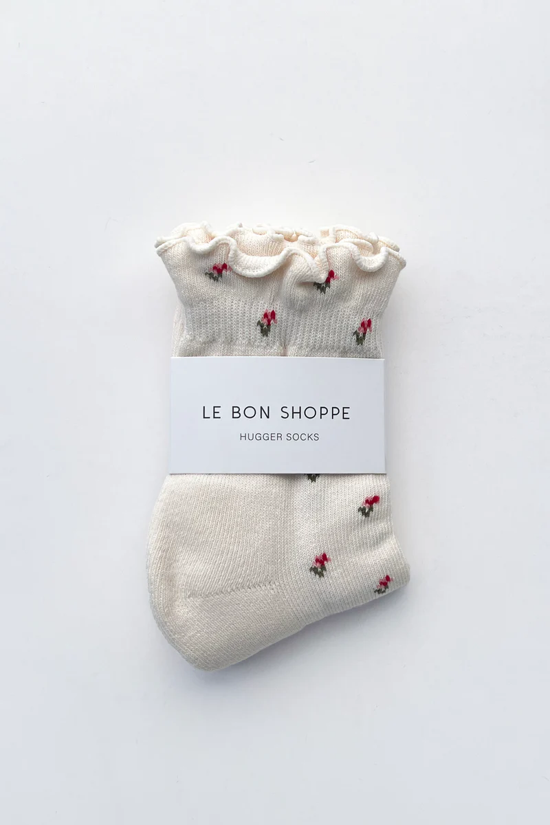 Le Bon Shoppe Petal Ruffle Hugger Crew Socks