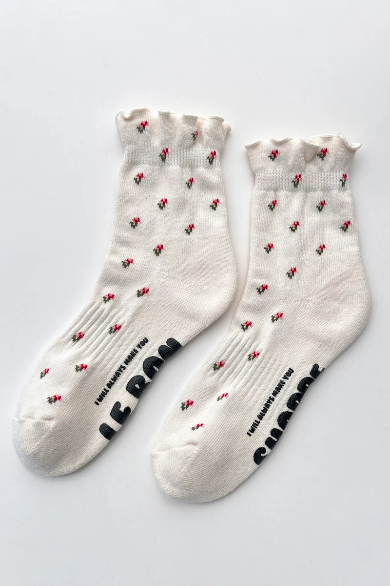 Le Bon Shoppe Petal Ruffle Hugger Crew Socks