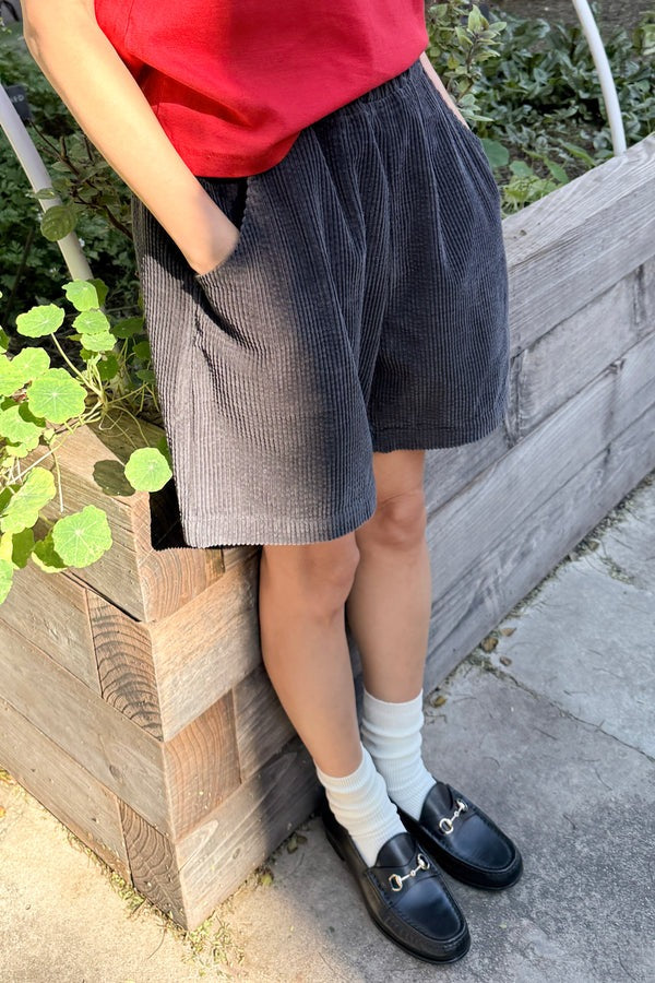 Le Bon Shoppe Soft Corduroy City Shorts - Charcoal Grey