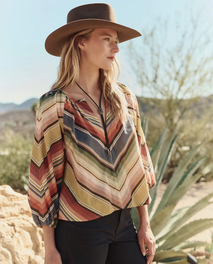 The Seamed Bodega Top in Davenport Stripe